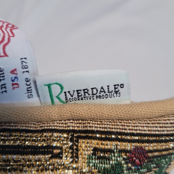 Riverdale Winter Scene Deer Tapestry Throw Pillow 16x12 - Picture 11 of 13